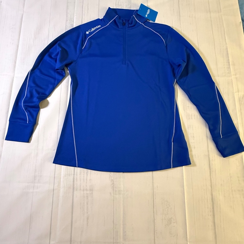 NWT Columbia Golf Omni Wick 2.0 Medium LS Top shotgun 1/4 zip blue Women